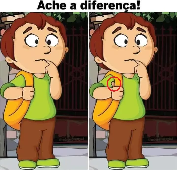 Veja aqui a resposta do desafio Ache a Diferença: O Menino de Mochila