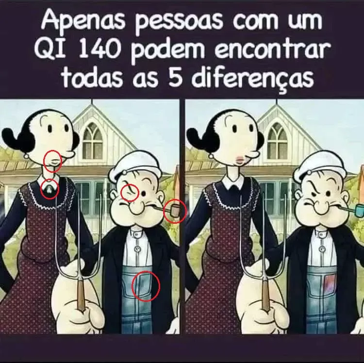 Veja a Resposta do Desafio Apenas pessoas com um QI 140 podem encontrar todas as 5 diferenças na imagem da Olívia e Popeye