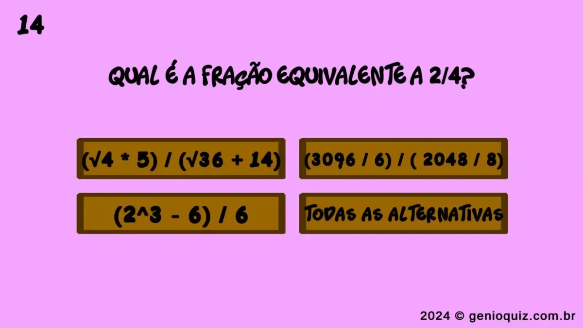 Quiz Fundamental - Qual fração é equivalente?