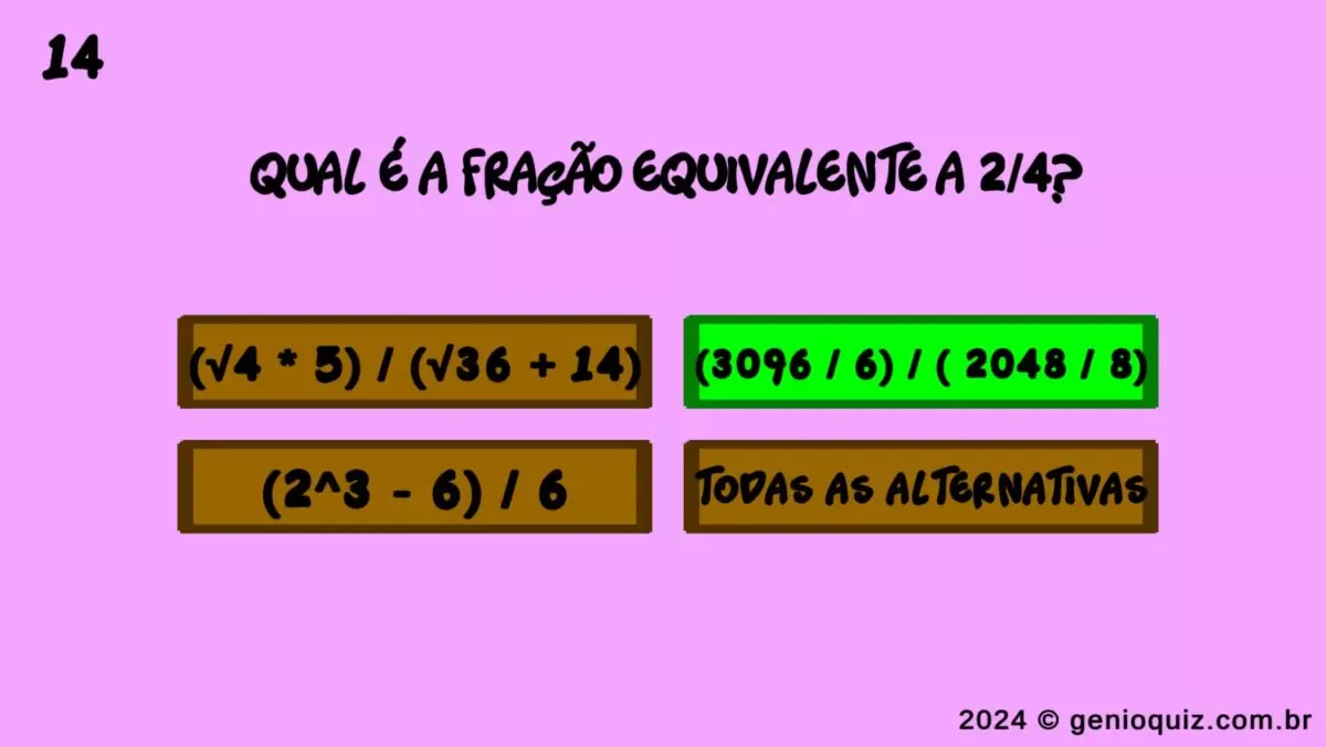 Quiz Fundamental - Qual fração é equivalente?