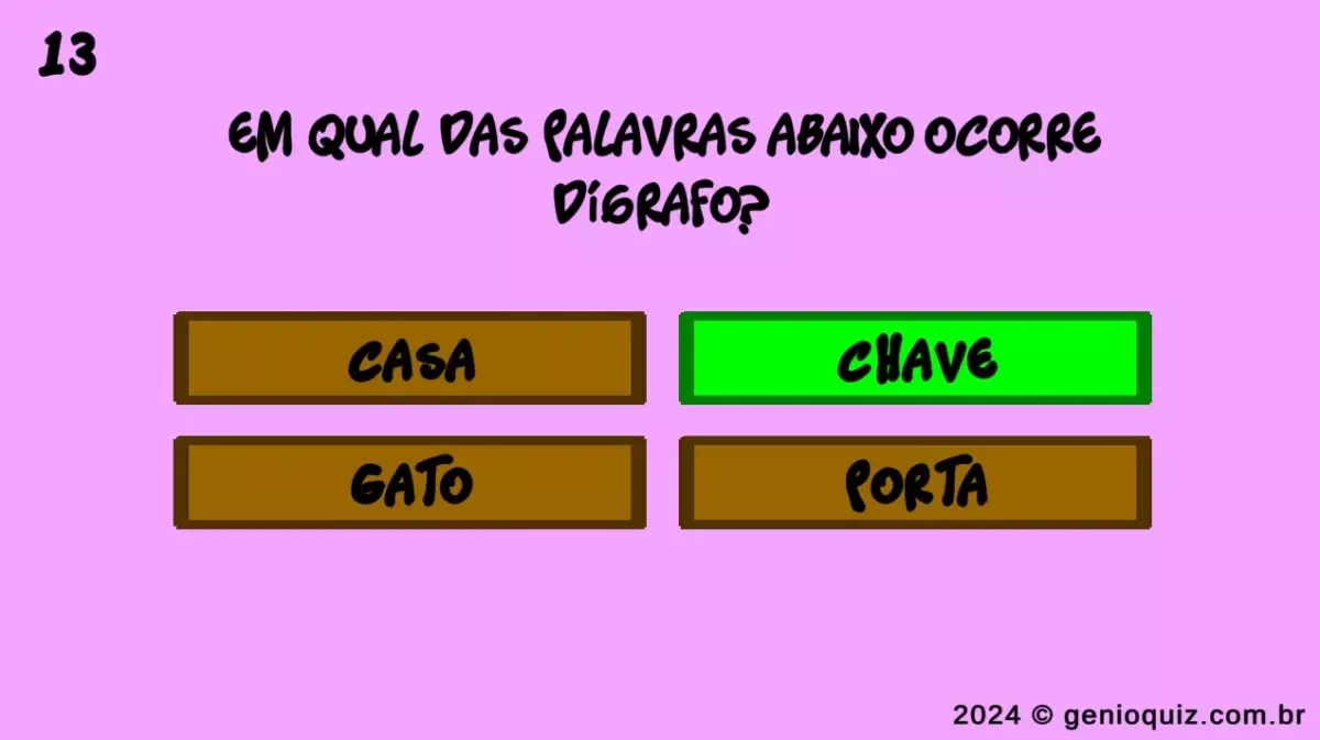 Quiz Fundamental - Qual Palavra Ocorre Dígrafo?